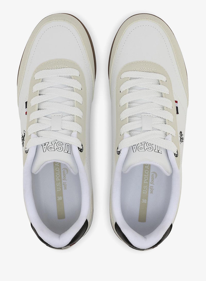 يو اس بولو اسن أحذية رياضية بيضاء نسائية قصيرة - تصميم خفيف برباط، مريحة للإطلالات اليومية - Image 5